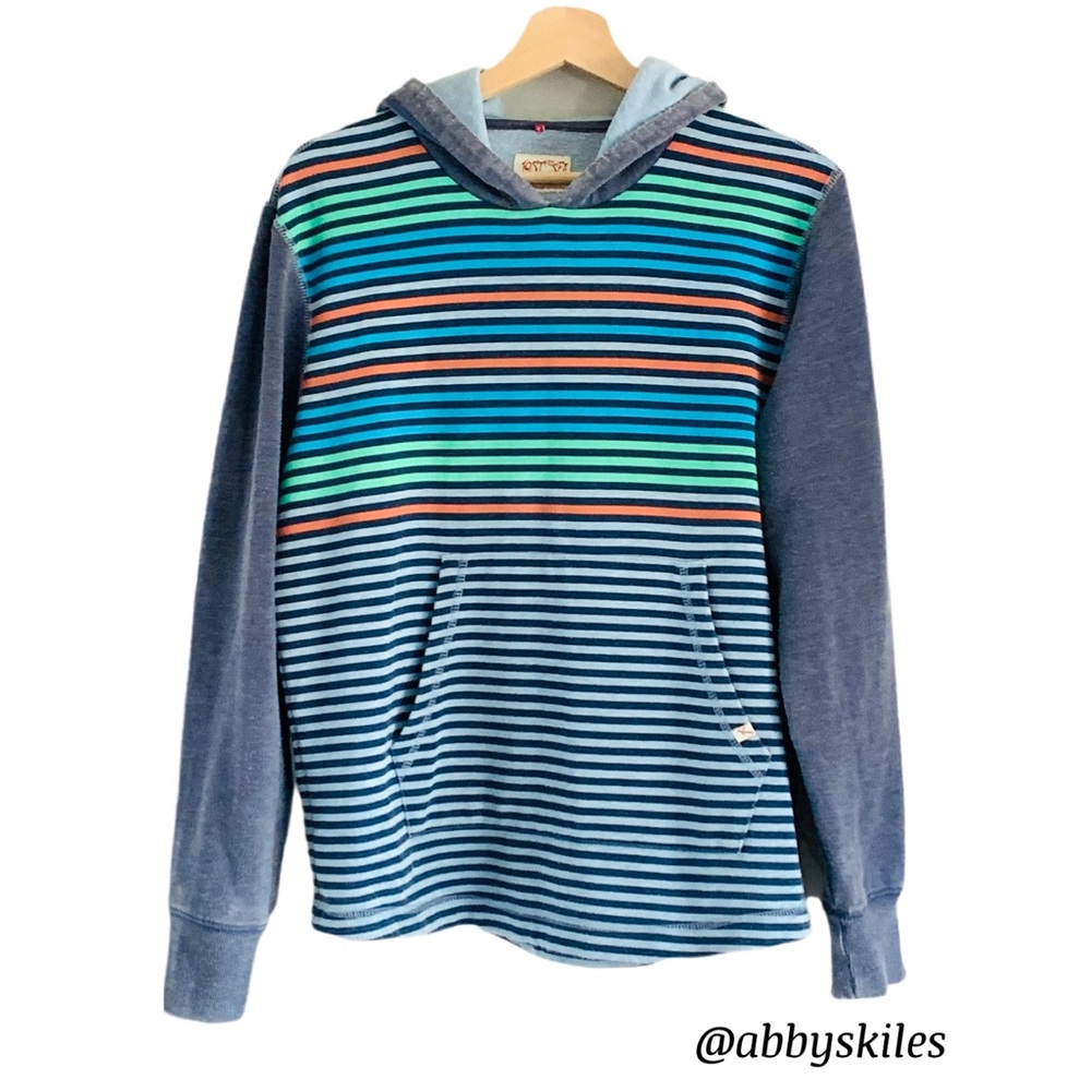 Lost at Sea Men’s Stripped Hoodie with Front Pouch Pocket Size Small Nautical